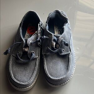 Kids Sketchers Casual Canvas Lace-Up Shoes in Denim Blue